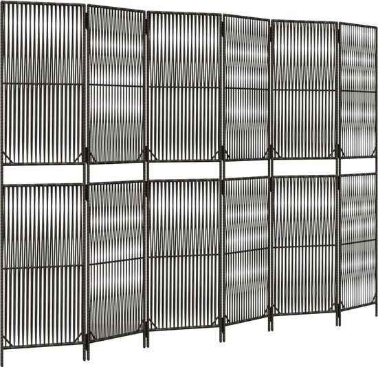 vidaXL Kamerscherm - 6 panelen - Poly rattan - Grijs