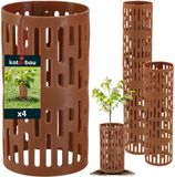 KOTARBAU® 4 Stuks Boomstambeschermer, Kunststof, ⌀ 10,5 cm, Boombeschermer, 26 cm Hoog, Bruin, Boom Bescherming, Tegen Wildschade, Stambeschermer, Boomstam Bescherming