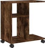 vidaXL Bijzettafel met wieltjes 50x30x55 cm hout gerookt eikenkleurig