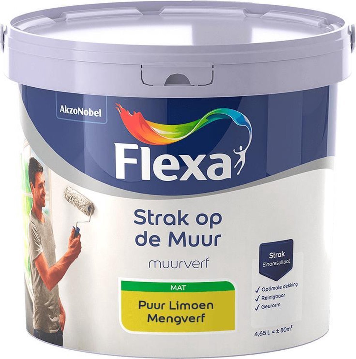 FLEXA - Strak op de muur - Muurverf - Mengcollectie - Puur Limoen - 5 Liter