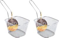 Merkloos / Sans marque Hit Trading B.V. Frituurmandje klein - 2x stuks - zilver - serveermandjes voor patat en snacks - 10 x 8 x 7 cm - RVS - Frites mandje