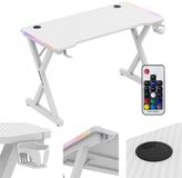 Huzaro Hero 2.3 - Bureau de jeu - avec éclairage RVB - 120 cm - cadre en acier stable - blanc
