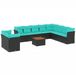vidaXL 11-delige Loungeset met kussens, polyrattan, zwart