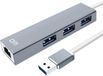 LUXWALLET DM12 USB 3.0 Naar Ethernet Poort Hub + 3 Poort USB3.0 Met 1000Mbps + Transfer snelheid Tot 300 Mb/s - Grijs/Zwart