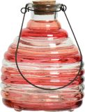 Decoris Wespenvanger/wespenval met hengsel - glas - rood - D13 x H17 cm