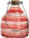 Decoris Wespenvanger/wespenval met hengsel - glas - rood - D13 x H17 cm