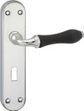 Poignée de porte Impresso Petworth - Longue plaque ovale - Chrome/Noir - 56mm PC - 2 pièces