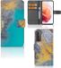B2Ctelecom Flip Case for Samsung Galaxy S21 - Marble Blue Gold