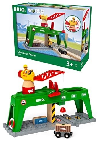 brio BRIO World 33996 Bahn Verlade Terminal - Mit beweglichem Kran zum Umladen von Gütern auf die Schiene, Straße und das Schiff - Empfohlen für Kinder ab 3 Jahren