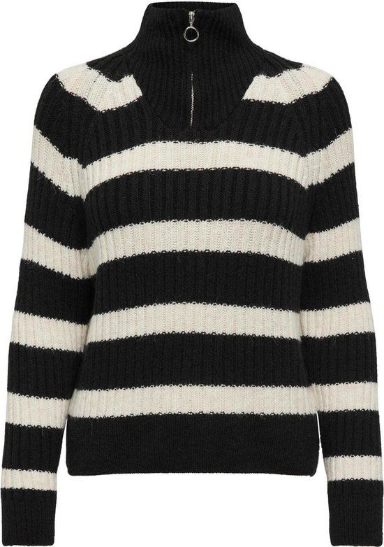 ONLY ONLLEISE Freya LS Zip High Neck Knt Trui - Black/w Birch - XL - Dames