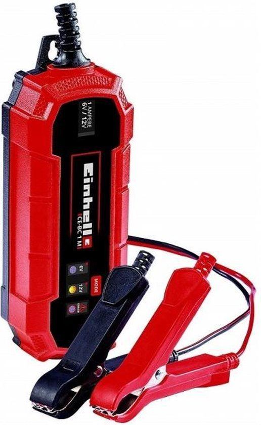 Einhell Acculader CE-BC 1 M - 6/12V - 1A - Druppellaadfunctie - Geschikt voor Gel, AGM, Loodzuur