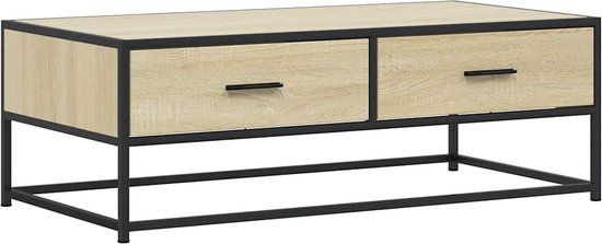 vidaXL Salontafel 100x50x35 cm bewerkt hout en metaal sonoma eiken