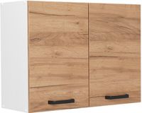 Vicco Glazen keukenkast R-Line, Goudkleurig Eiken/Wit, 80 cm