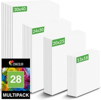 Zenacolor Canvas Set - 28 Pieces - Various Sizes - For Adults & Kids