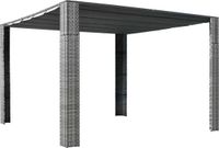 vidaXL Prieel met dak 300x300x220 cm poly rattan grijs en antraciet