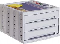 M-Office Freya Módulo Sostenible Serie 6000 Resistencia Producto 100% Reciclado Y Reciclable con 3 Cajones Grandes Y Carcasa En Color Gris