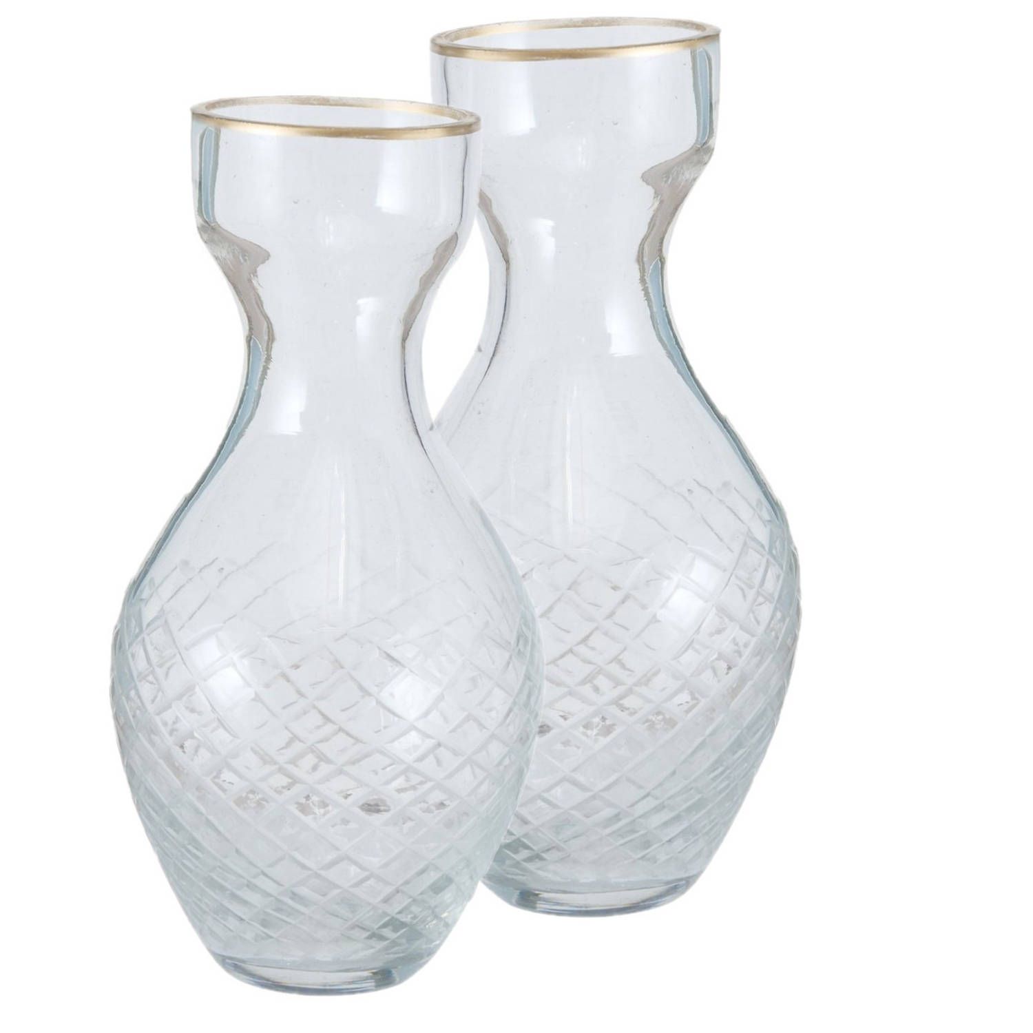 2x Glazen Bloemenvaas - 15x7cm - Transparant