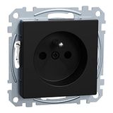 Merten - Stopcontact met geaarde stift, schroef-liftklemmen, aanraakbescherming, mat zwart, systeem M, MEG2600-0403, geaard stopcontact