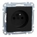 Merten - Stopcontact met geaarde stift, schroef-liftklemmen, aanraakbescherming, mat zwart, systeem M, MEG2600-0403, geaard stopcontact
