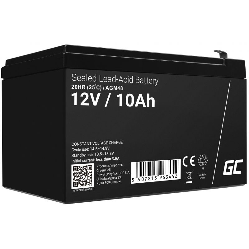 Green Cell 12V 10Ah VRLA AGM Battery