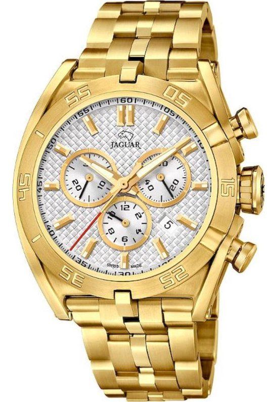 Jaguar J853/1 Herenhorloge - Goudkleurig - Stalen Band - Saffierglas - 46 mm