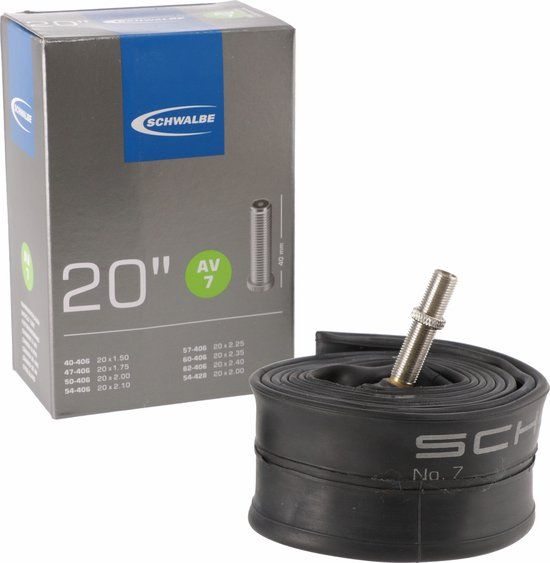 Schwalbe AV7 - Binnenband Fiets - Auto Ventiel - 40 mm - 40/62 - 406 - 20 x 1.50/2.50 inch