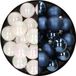 Decoris Kaemingk B.V. 32x stuks kunststof kerstballen mix van parelmoer wit en donkerblauw 4 cm