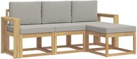 vidaXL - Buiten - bank - set - 4 - st - Wit - en - Lichtgrijs - Polyester