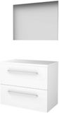 Basic Line Icecat Basic-Line Basic 46 Badkamermeubelset - 80 x 46 cm - Met Grepen - 2 Lades - Wastafelblad - Spiegel - Ice White