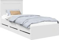 vidaXL Bedframe met lades, wit, 75 x 190 cm, van constructiehout