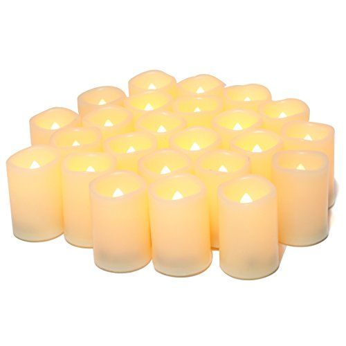 CANDLE IDEA LED vlamloze flikkerende votief theelichten kaars batterij bediende set van 24 / elektrische flikkering theelichtjes bulk nep kaarsen voor bruiloft, feest, festival, kerstversiering etc (batterijen inbegrepen)