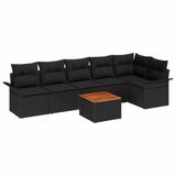 vidaXL - Tuinbank - Set - 7 - st - 6-Aantal - zitplaatsen - Zwart - poly - rattan