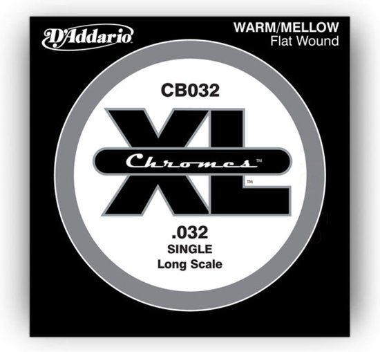 D'Addario CB032 Chromes Flat Wound Bass Single String - .032 inch, Long Scale