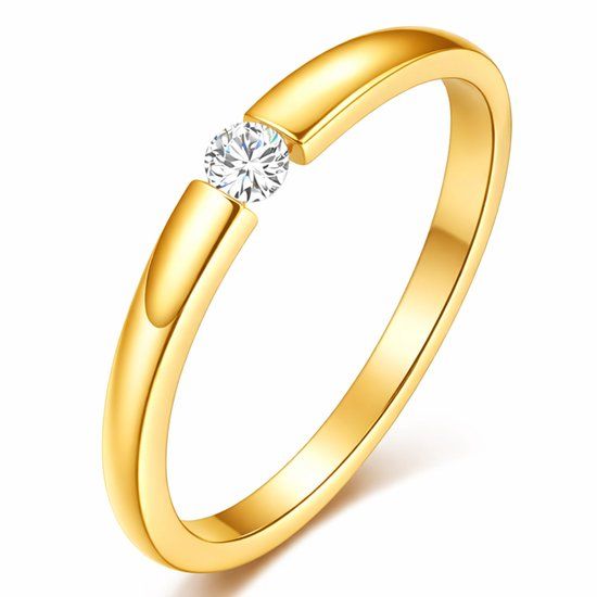 Cilla Jewels edelstaal ring Crystal Gold-15mm