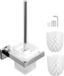 EXLECO Toiletborstel en houder van glas met 2 reserveborstels, matglazen houder, wandmontage