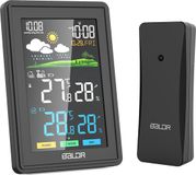 Merkloos Weerstation Binnen en Buiten - Draadloos - Batterij en/of AC Adapter - met Buitensensor - DCF Radioklok - Weersvoorspelling - Luchtvochtigheid - Zwart