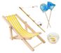 Miniature Fishing Rod Set - 1 Mini Wooden Fishing Rod - 1 Fishing Chair - 2 Blue Fishing Nets - 1 4cm Fish Bowl - Dollhouse Accessories