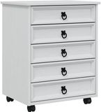 vidaXL Rolkast met lades CORONA Massief grenenhout en spaanplaat Wit