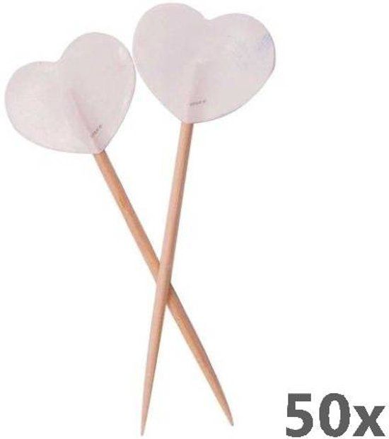 Folat - Prikkers - Witte hartjes - 50st.