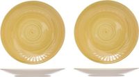 Cosy & Trendy Turbolino ontbijt/dessert bordje - 4 stuks - geel - 22 cm - keramiek