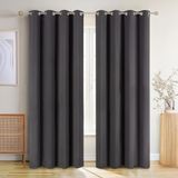 Blumtal Gordijnen - Verduisterend Gordijn Kant en Klaar - Blackout Gordijnen - 132 x 215 cm - Antraciet - Set van 2