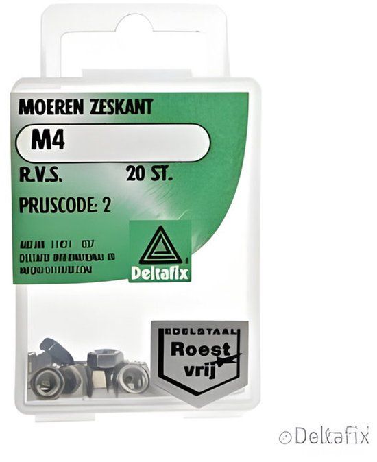 Deltafix Moer zeskant m4 rvs 20st