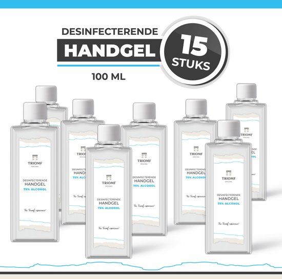 Handgel - 100 ml - 15 stuks - Parfumvrij - Antibacterieel