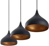 Lindby - hanglamp - 3lichts - Staal, aluminium - E27 - zwart, goud