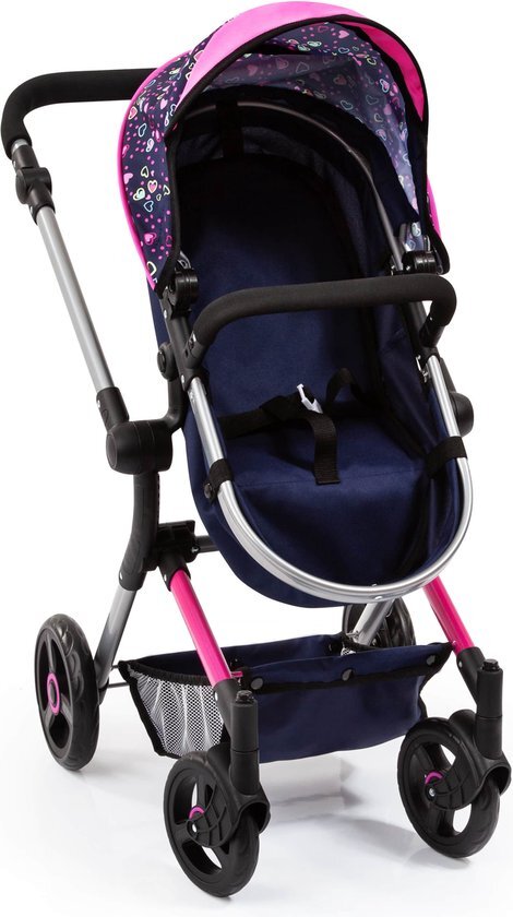 Bayer Design Combinatie poppenwagen Vario harten blauw/roze met harten en zeemeermin