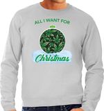 Bellatio Decorations Wiet Kerstbal sweater / Kerst trui All i want for Christmas grijs voor heren - Kerstkleding / Christmas outfit S