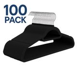 JustValue Cintres - Velours - 100 pièces - Noir