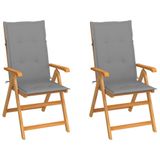 VidaXL Chaise de jardin Assise capitonnée Teck Gris