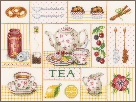 Lanarte Borduurpakket - Tea Party - 39 x 29cm