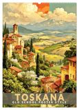 Toskana CALVENDO Toskana - Old School Poster Style (Wandkalender 2027 DIN A2 hoch)